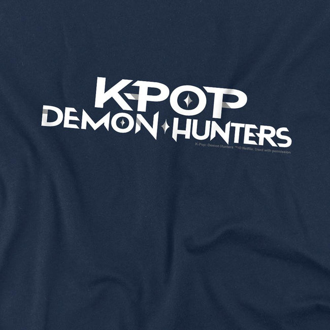 Navy - Back - K-Pop Demon Hunters Childrens-Kids Logo T-Shirt