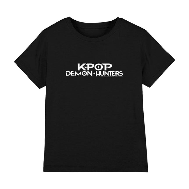 Black-White - Front - K-Pop Demon Hunters Childrens-Kids Logo T-Shirt