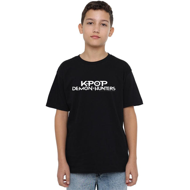 Black-White - Side - K-Pop Demon Hunters Childrens-Kids Logo T-Shirt