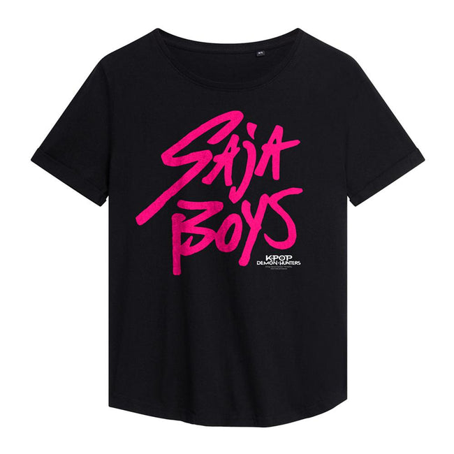 Black - Front - K-Pop Demon Hunters Womens-Ladies Saja Boys Logo Fashion T-Shirt