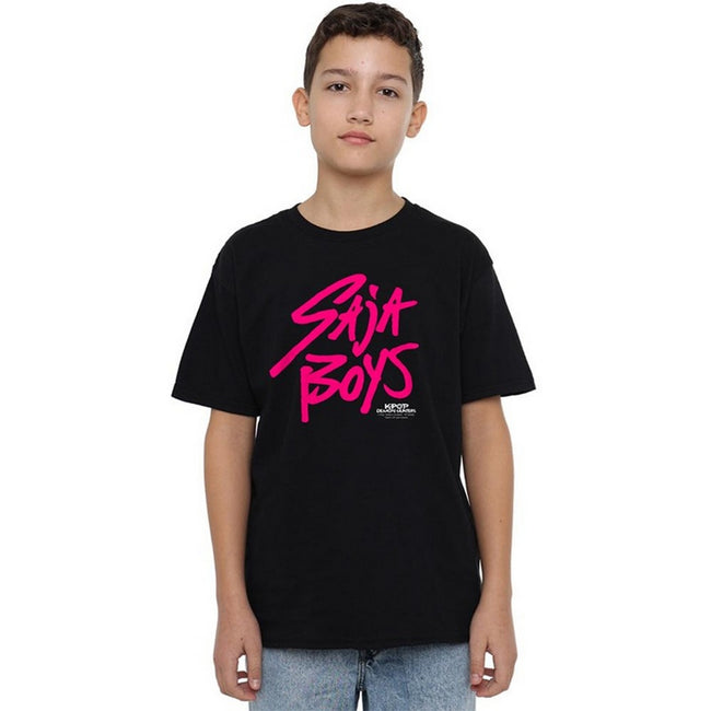 Black-Pink - Back - K-Pop Demon Hunters Childrens-Kids Saja Boys Logo T-Shirt