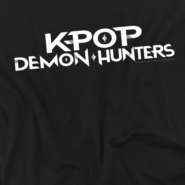 Black-White - Back - K-Pop Demon Hunters Womens-Ladies Logo Oversized T-Shirt