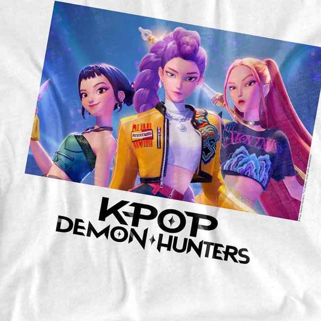 White - Back - K-Pop Demon Hunters Womens-Ladies Huntr-X Oversized T-Shirt