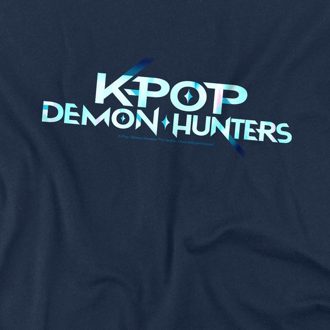 Navy - Back - K-Pop Demon Hunters Childrens-Kids Logo T-Shirt