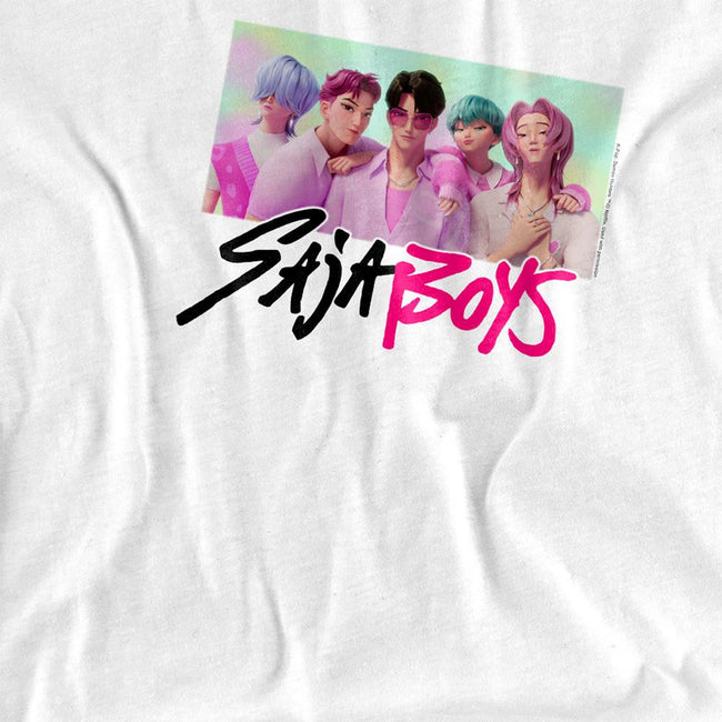 White - Back - K-Pop Demon Hunters Childrens-Kids Saja Boys Photo Frame T-Shirt