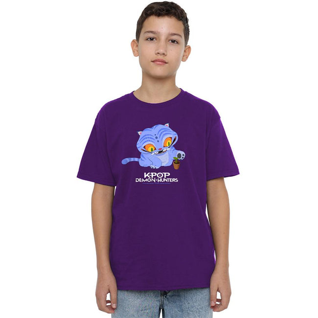 Purple - Lifestyle - K-Pop Demon Hunters Childrens-Kids Cute Derpy Tiger T-Shirt