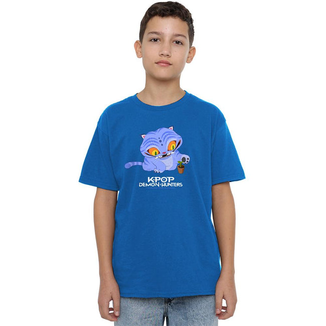 Royal Blue - Lifestyle - K-Pop Demon Hunters Childrens-Kids Cute Derpy Tiger T-Shirt