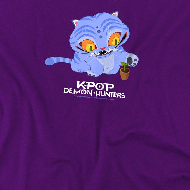 Purple - Back - K-Pop Demon Hunters Childrens-Kids Cute Derpy Tiger T-Shirt