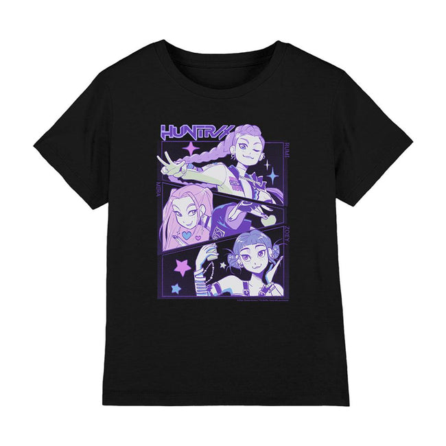 Black - Front - K-Pop Demon Hunters Childrens-Kids Huntr-X Anime T-Shirt