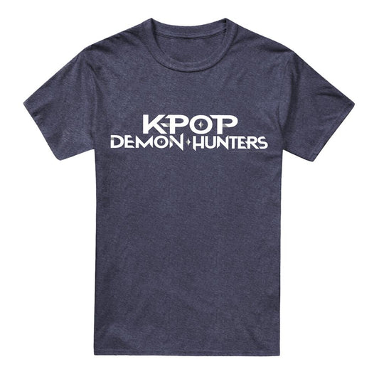 Navy - Front - K-Pop Demon Hunters Unisex Adult Logo Heather T-Shirt