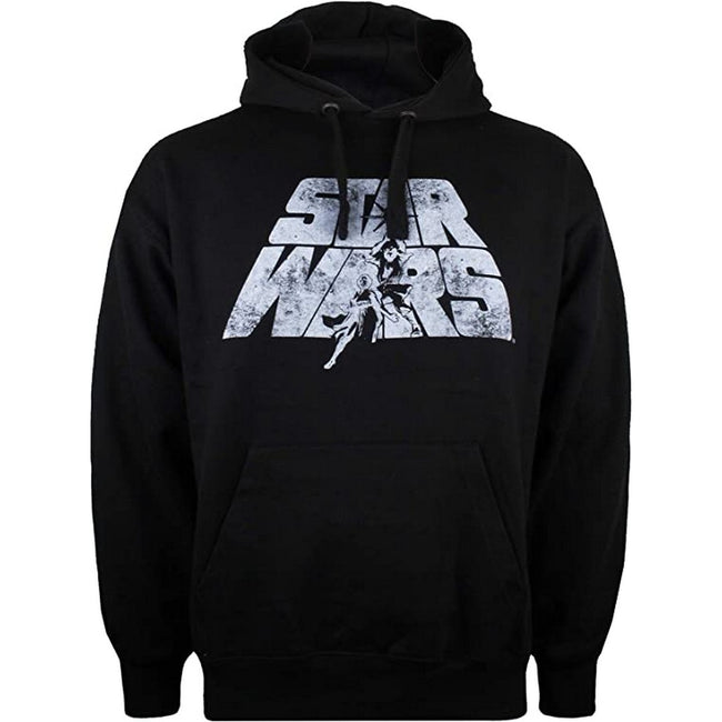Black - Front - Star Wars Mens Retro Logo Hoodie