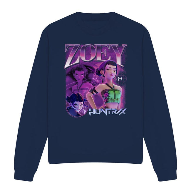 Navy - Front - K-Pop Demon Hunters Unisex Adult Huntr-X Zoey Sweatshirt