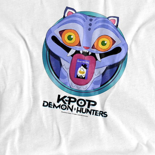 White - Side - K-Pop Demon Hunters Childrens-Kids Save The Date Derpy Tiger Cartoon T-Shirt