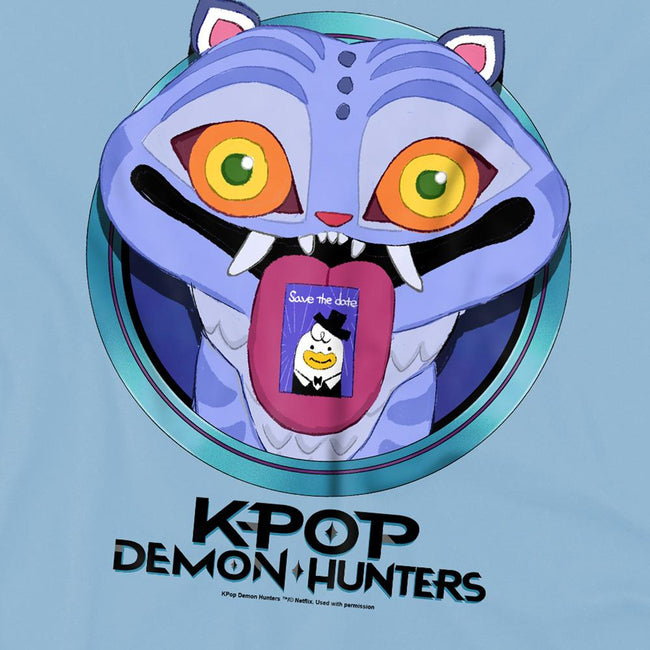 Sky Blue - Side - K-Pop Demon Hunters Childrens-Kids Save The Date Derpy Tiger Cartoon T-Shirt