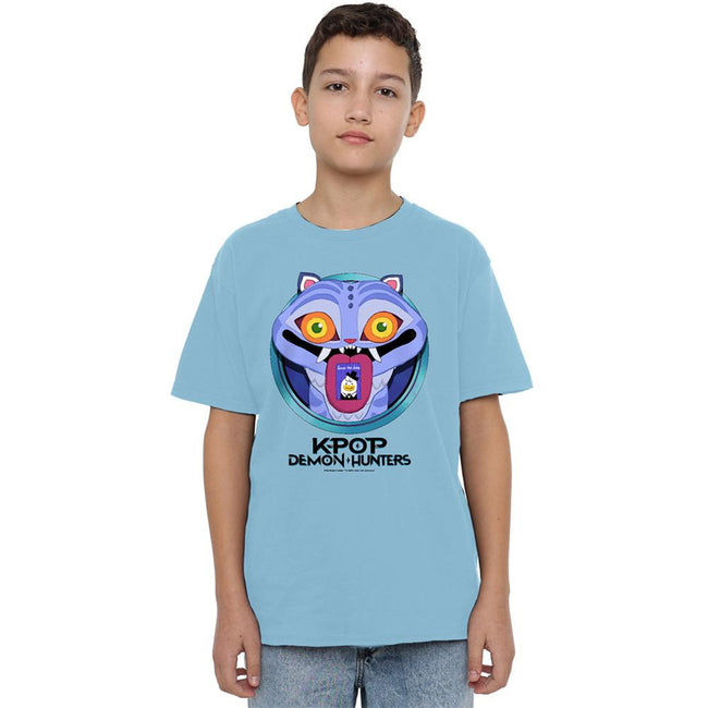 Sky Blue - Lifestyle - K-Pop Demon Hunters Childrens-Kids Save The Date Derpy Tiger Cartoon T-Shirt