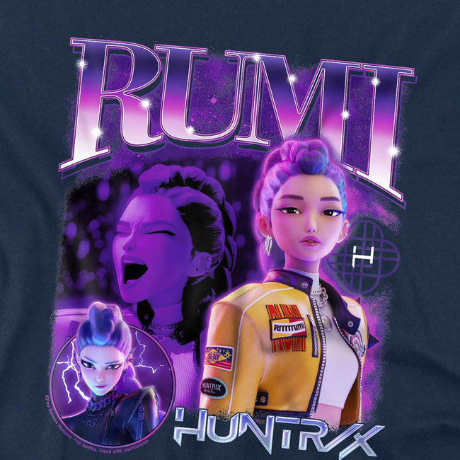Navy - Side - K-Pop Demon Hunters Childrens-Kids Huntr-X Rumi T-Shirt