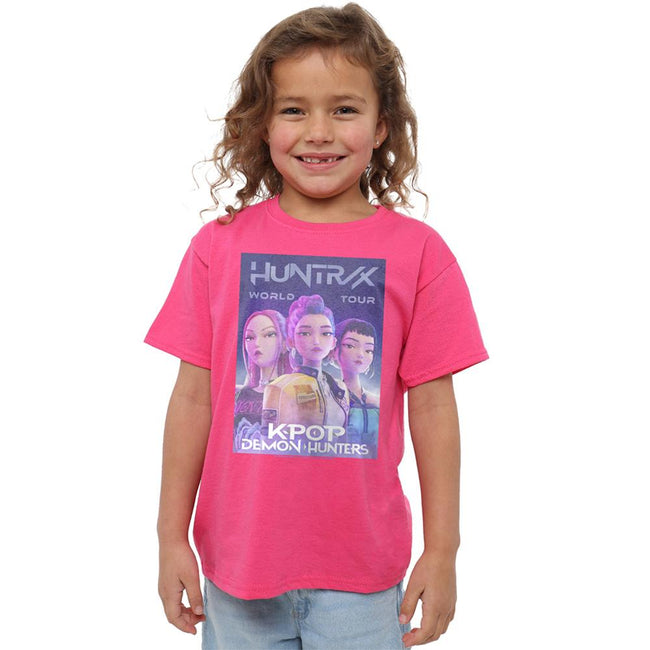 Fuchsia - Lifestyle - K-Pop Demon Hunters Childrens-Kids World Tour Huntr-X T-Shirt