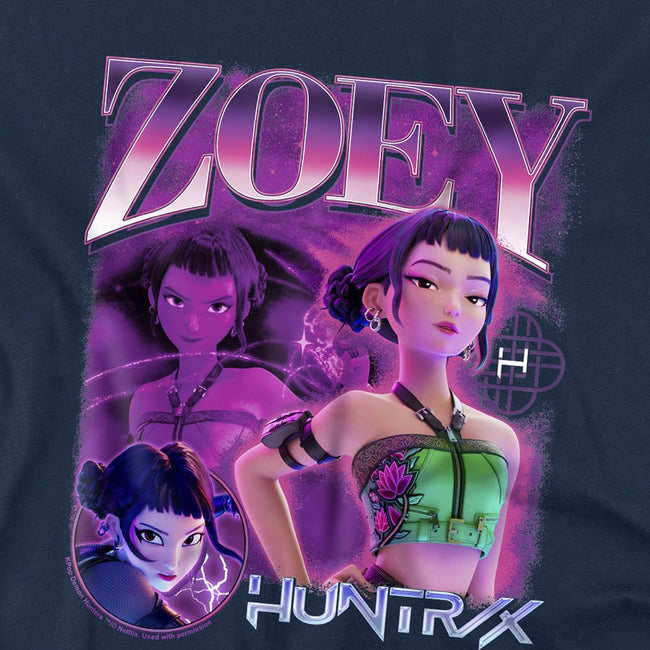 Navy - Side - K-Pop Demon Hunters Childrens-Kids Huntr-X Zoey T-Shirt