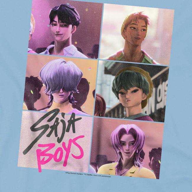 Sky Blue - Side - K-Pop Demon Hunters Childrens-Kids Saja Boys Grid T-Shirt