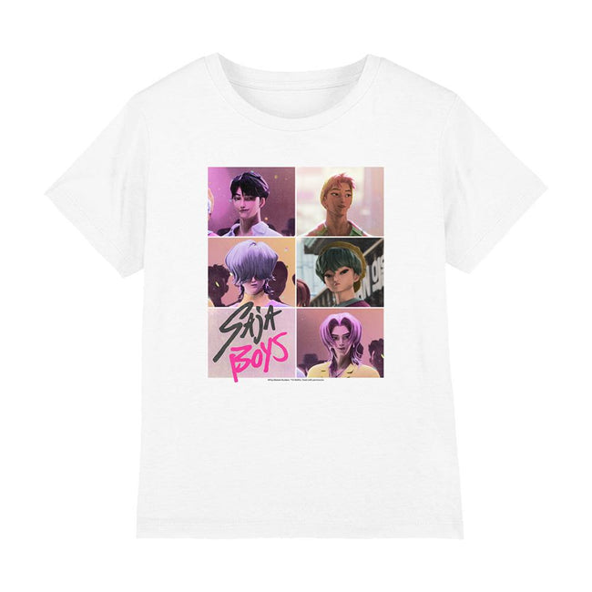 White - Front - K-Pop Demon Hunters Childrens-Kids Saja Boys Grid T-Shirt