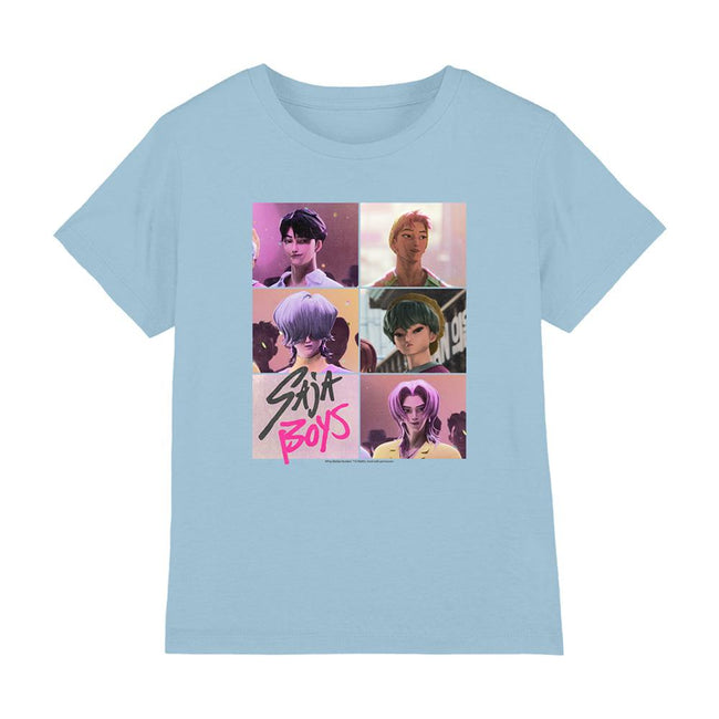 Sky Blue - Front - K-Pop Demon Hunters Childrens-Kids Saja Boys Grid T-Shirt