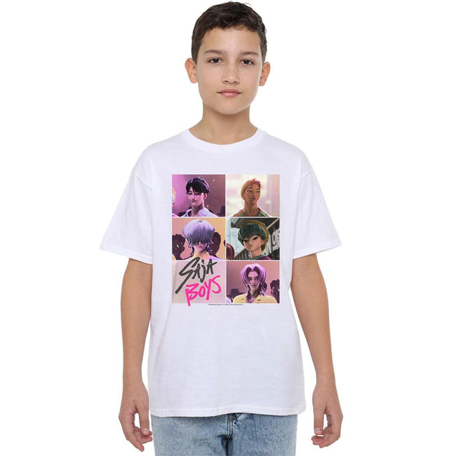 White - Lifestyle - K-Pop Demon Hunters Childrens-Kids Saja Boys Grid T-Shirt