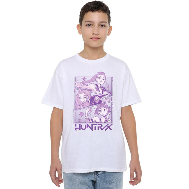 White - Lifestyle - K-Pop Demon Hunters Childrens-Kids Huntr-X Panels T-Shirt