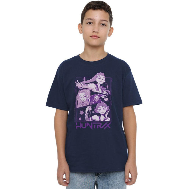 Navy - Lifestyle - K-Pop Demon Hunters Childrens-Kids Huntr-X Panels T-Shirt