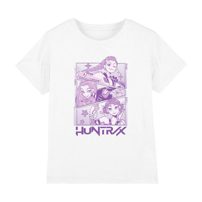 White - Front - K-Pop Demon Hunters Childrens-Kids Huntr-X Panels T-Shirt