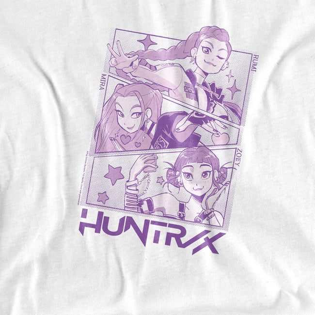 White - Back - K-Pop Demon Hunters Childrens-Kids Huntr-X Panels T-Shirt