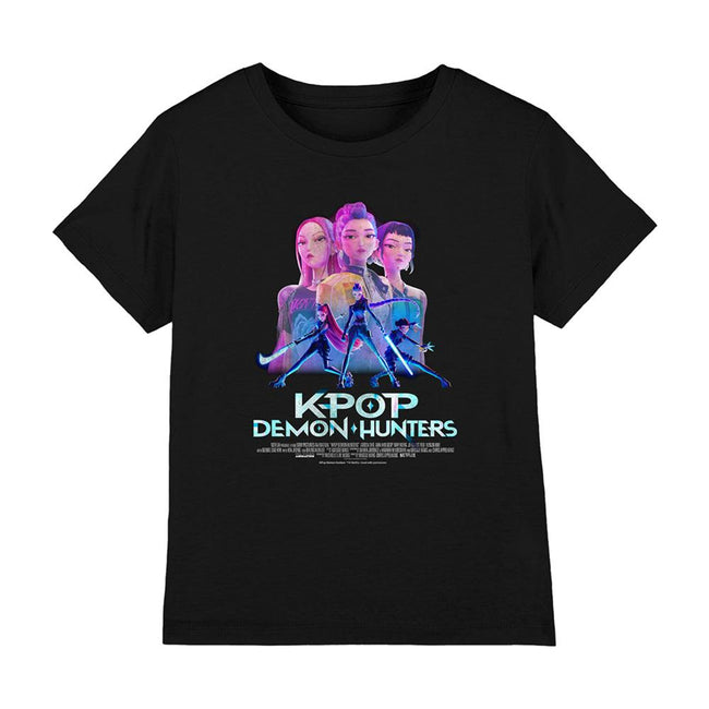Black - Front - K-Pop Demon Hunters Childrens-Kids Huntrix Huntr-X Poster T-Shirt