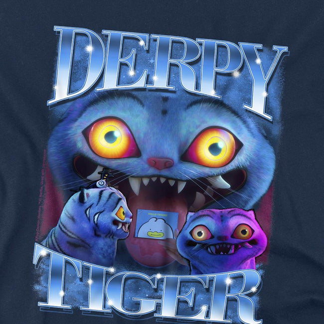 Navy - Back - K-Pop Demon Hunters Childrens-Kids Derpy Tiger T-Shirt