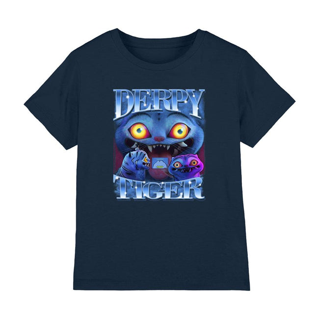 Navy - Front - K-Pop Demon Hunters Childrens-Kids Derpy Tiger T-Shirt