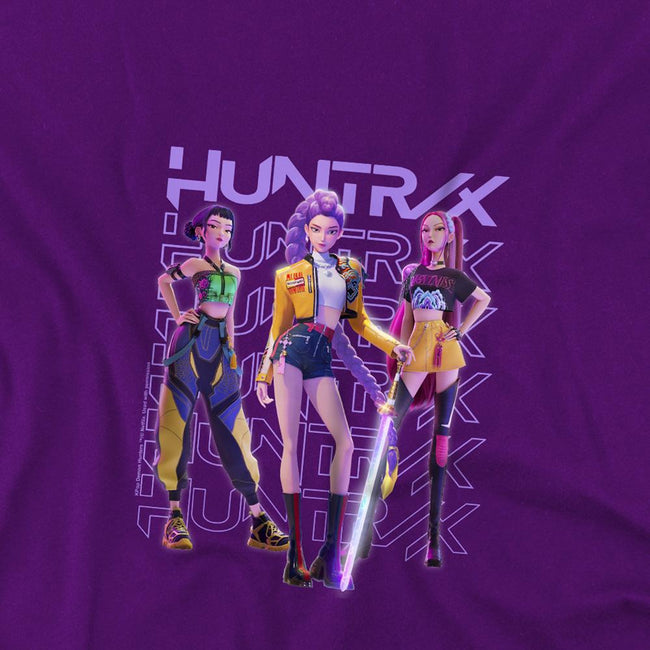 Purple - Back - K-Pop Demon Hunters Childrens-Kids Huntr-X Pose T-Shirt