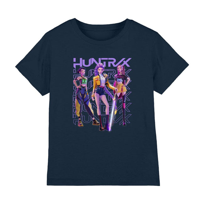 Navy - Front - K-Pop Demon Hunters Childrens-Kids Huntr-X Pose T-Shirt