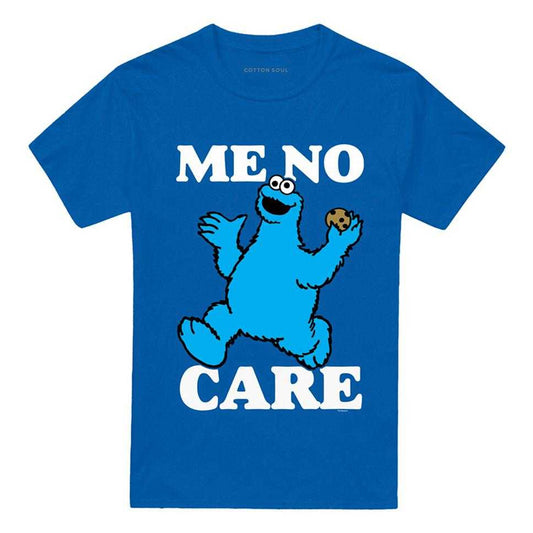 Royal Blue - Front - Sesame Street Unisex Adult Me No Care Cookie Monster T-Shirt