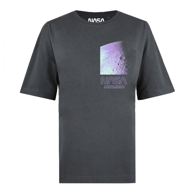 Dark Charcoal - Front - NASA Womens-Ladies Moon Trip Oversized T-Shirt