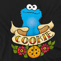 Black - Side - Sesame Street Unisex Adult Cookie Monster Tattoo T-Shirt