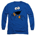 Royal Blue - Front - Sesame Street Unisex Adult Om Nom Cookie Monster Face Long-Sleeved T-Shirt