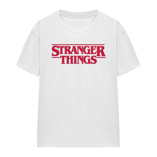 White - Front - Stranger Things Womens-Ladies Logo T-Shirt