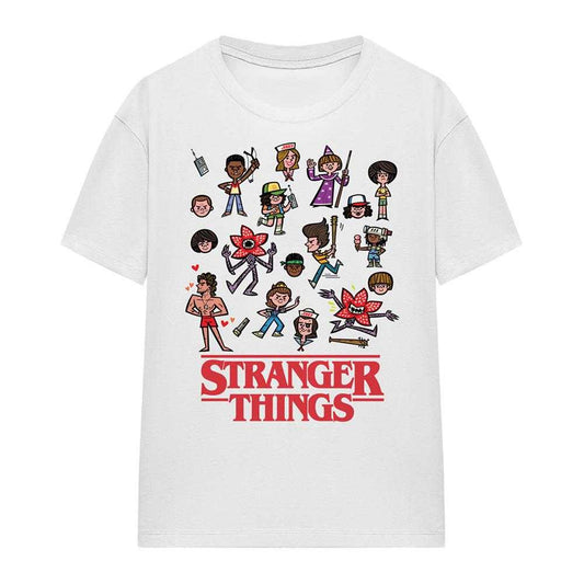 White - Front - Stranger Things Womens-Ladies Cartoon Character T-Shirt
