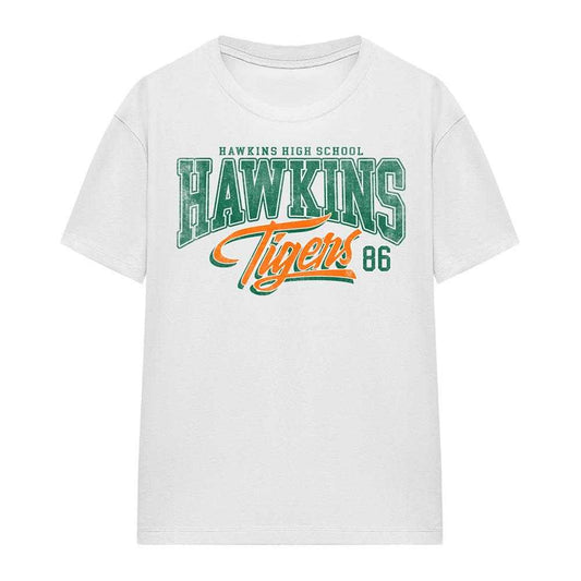 White - Front - Stranger Things Womens-Ladies Hawkins Tigers 86 T-Shirt