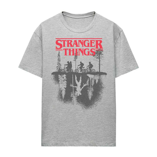 Athletic Heather - Front - Stranger Things Womens-Ladies Forest Silhouette Logo T-Shirt