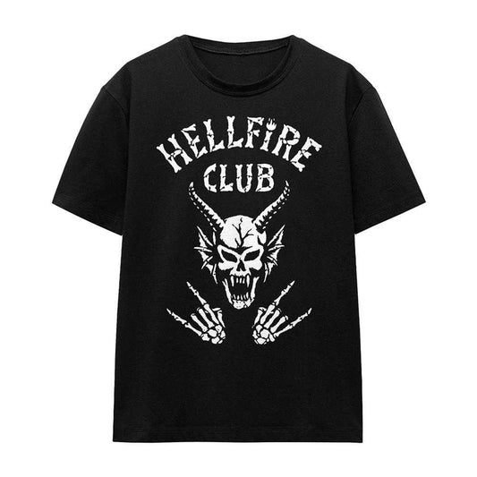 Black - Front - Stranger Things Womens-Ladies Hellfire Club Bones T-Shirt
