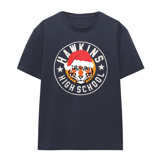 Deep Navy - Front - Stranger Things Womens-Ladies Hawkins High Christmas T-Shirt