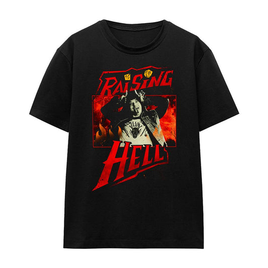 Black - Front - Stranger Things Womens-Ladies Raising Hell Eddie Munson T-Shirt