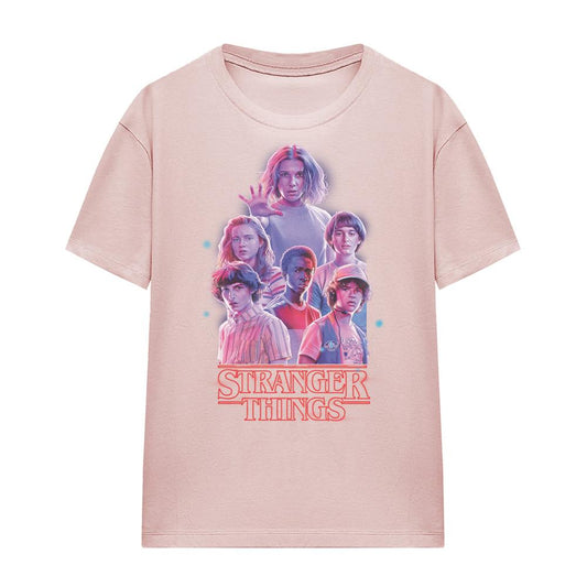 Pink - Front - Stranger Things Womens-Ladies Glow T-Shirt