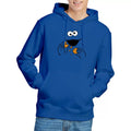 Royal Blue - Lifestyle - Sesame Street Unisex Adult Om Nom Cookie Monster Face Hoodie