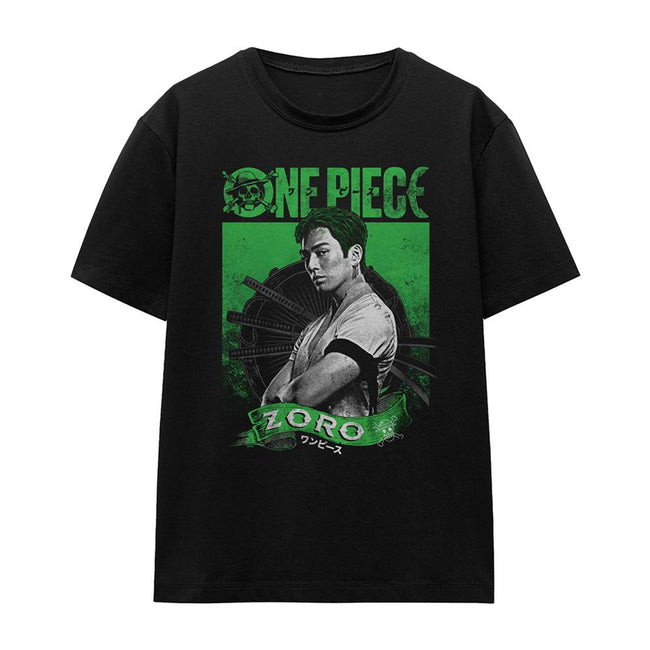 Black - Front - One Piece Live Action Womens-Ladies Roronoa Zoro Portrait T-Shirt