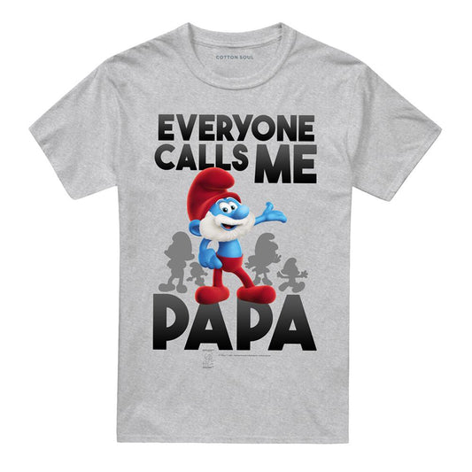 Athletic Heather - Front - The Smurfs Unisex Adult Call Me Papa Smurf T-Shirt